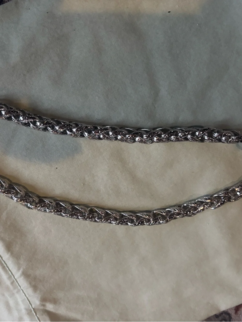 Silver Braided Chain Necklace - Unbranded